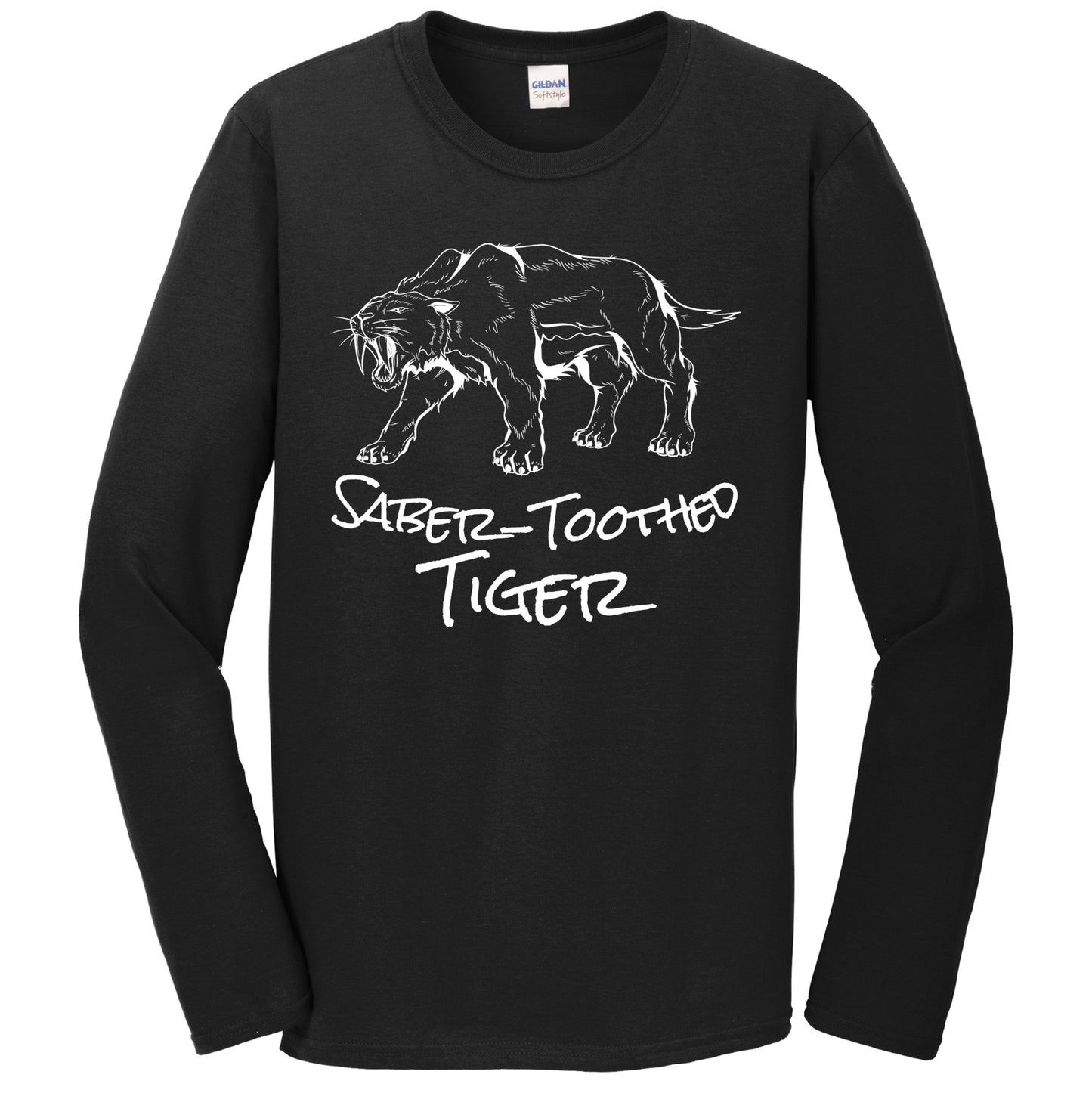 Saber-Toothed Tiger Sketch Cool Prehistoric Animal Smilodon Long Sleeve T-Shirt