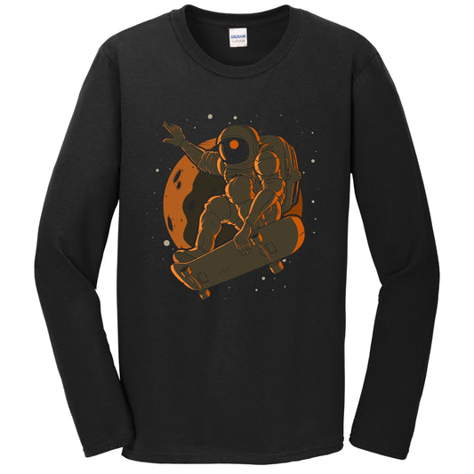 Skateboarding Astronaut Outer Space Spaceman Long Sleeve