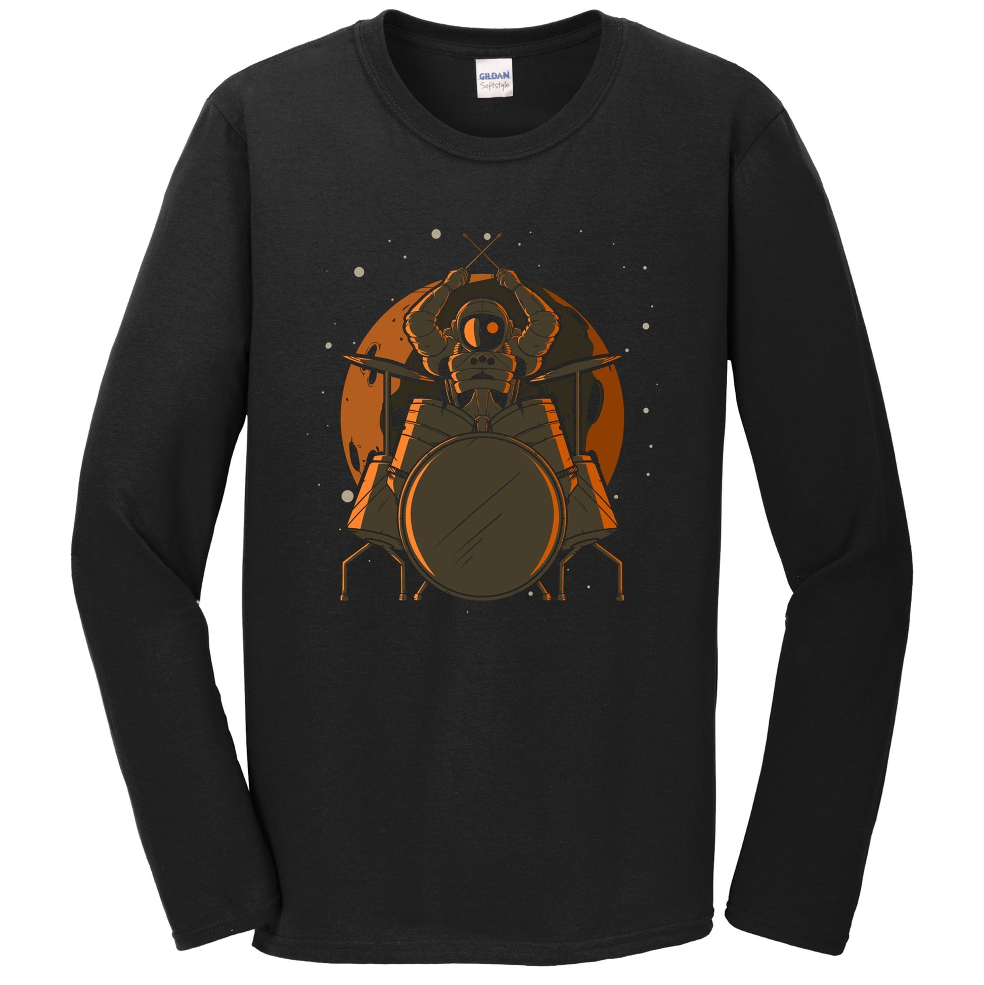 Drummer Astronaut Outer Space Spaceman Drums Long Sleeve T-Shirt - Men's Astronaut Shirt