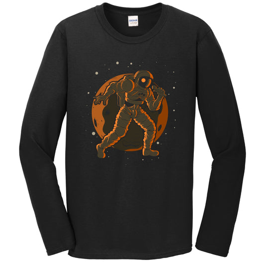 Singer Astronaut Outer Space Spaceman Karaoke Long Sleeve T-Shirt - Men's Astronaut Shirt