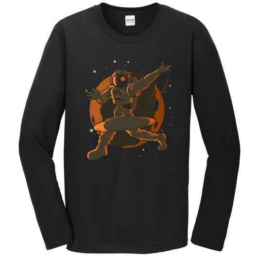 Disc Golf Astronaut Outer Space Spaceman Disc Golf Long Sleeve T-Shirt - Men's Astronaut Shirt