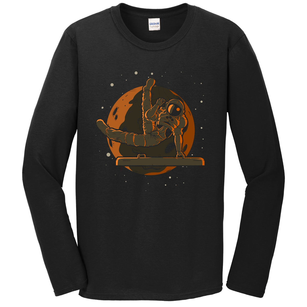 Male Gymnast Astronaut Outer Space Spaceman Gymnastics Long Sleeve T-Shirt - Men's Astronaut Shirt