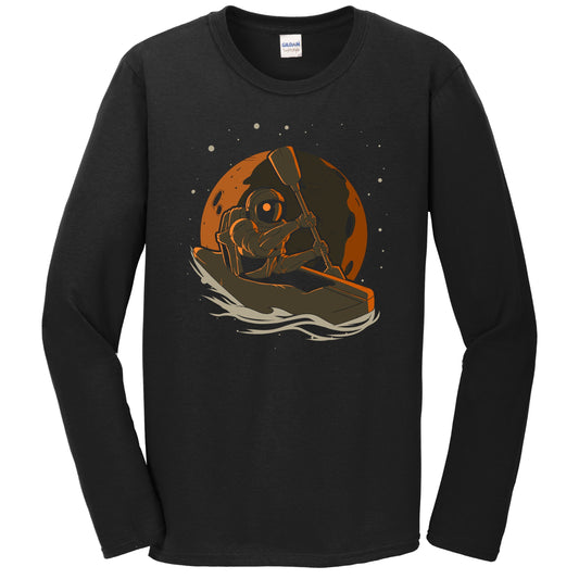 Kayaker Astronaut Outer Space Spaceman Kayaking Long Sleeve T-Shirt - Men's Astronaut Shirt