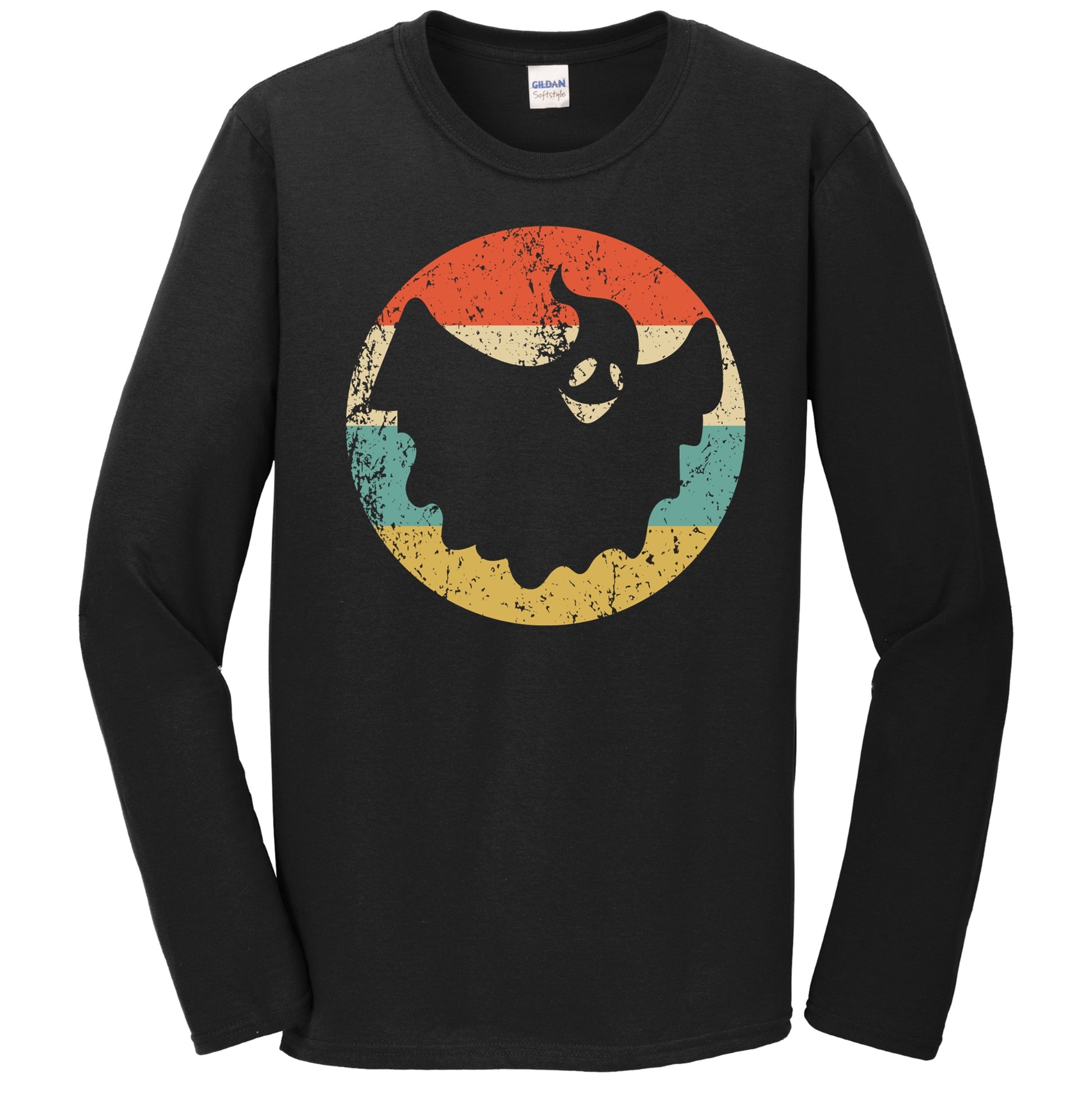 Retro Spooky Scary Halloween Ghost Silhouette Creepy Long Sleeve T-Shirt