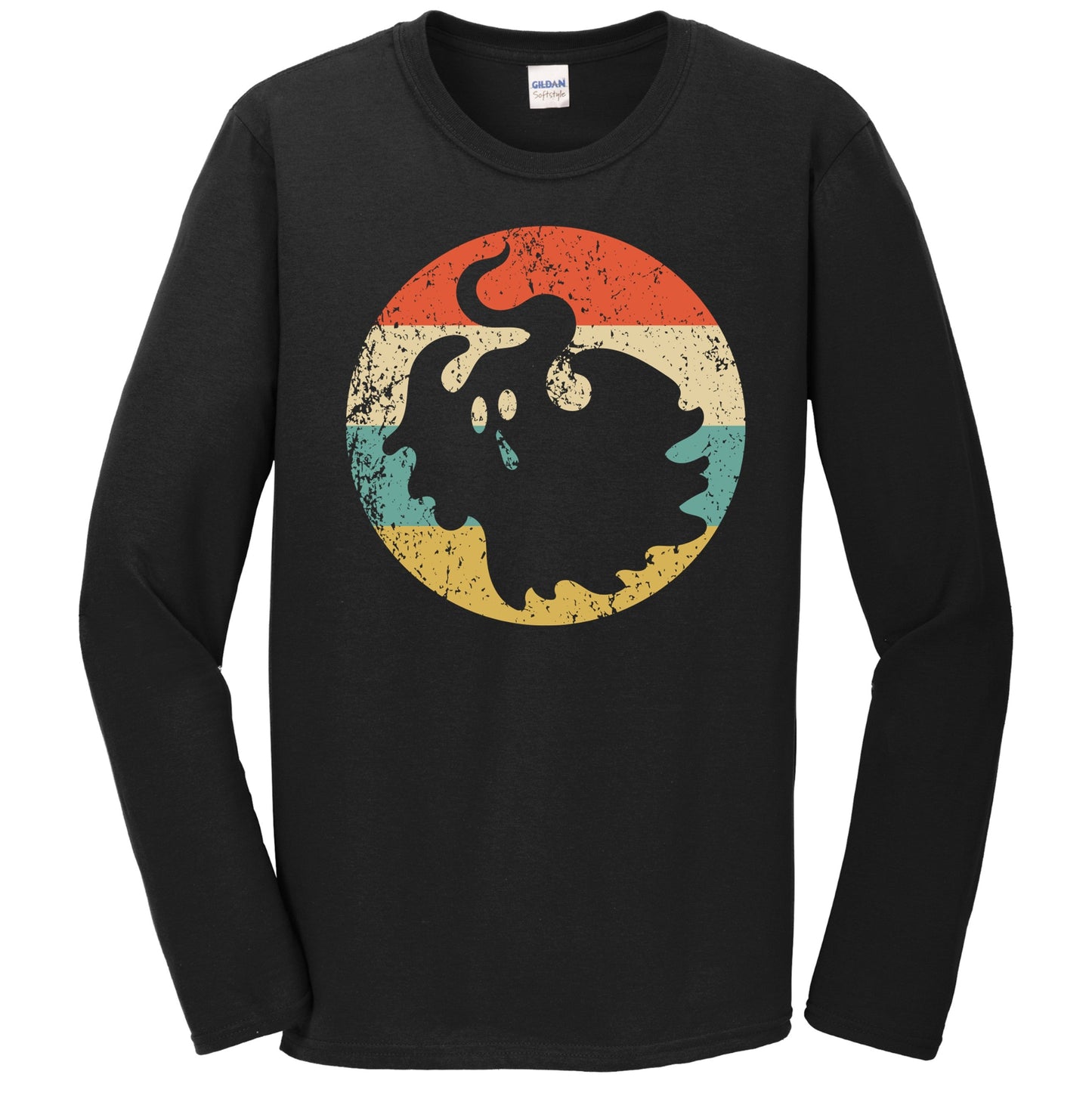 Halloween Scary Spooky Ghost Silhouette Creepy Retro Long Sleeve T-Shirt