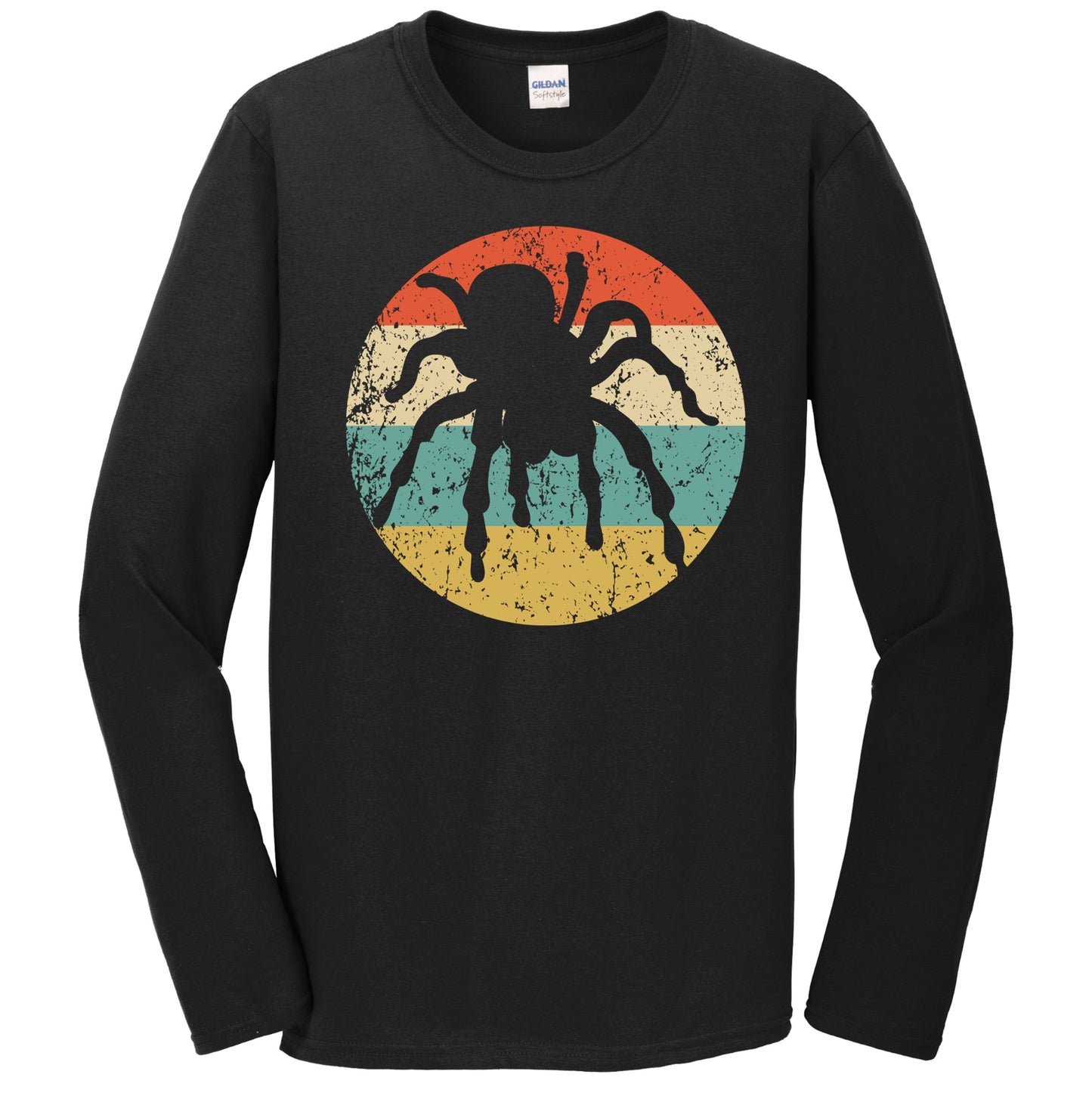 Retro Spooky Scary Tarantula Spider Silhouette Halloween Long Sleeve T-Shirt