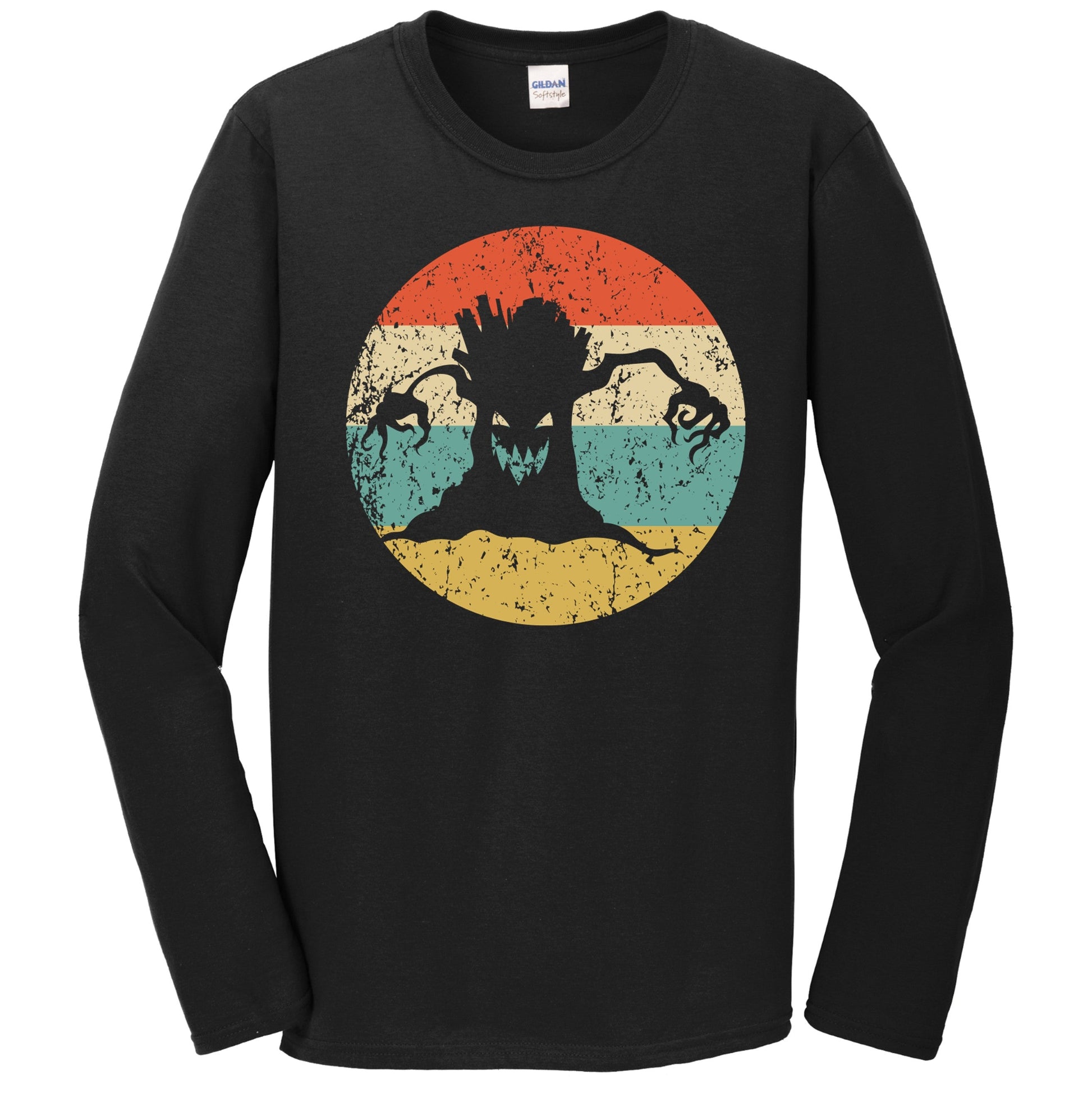 Retro Spooky Halloween Haunted Tree Silhouette Creepy Scary Long Sleeve T-Shirt