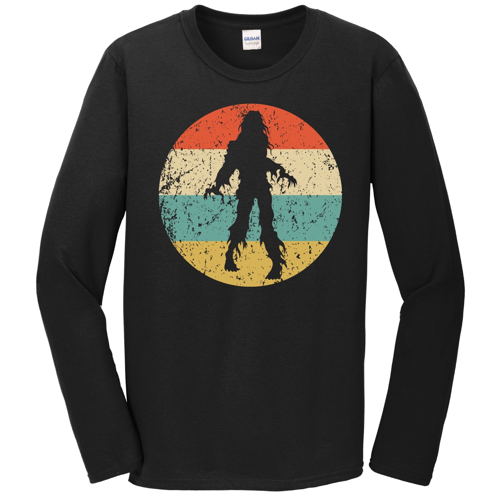 Retro Spooky Halloween Zombie Silhouette Creepy Scary Long Sleeve T-Shirt