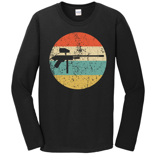 Paintball Gun Silhouette Retro Sports Long Sleeve T-Shirt