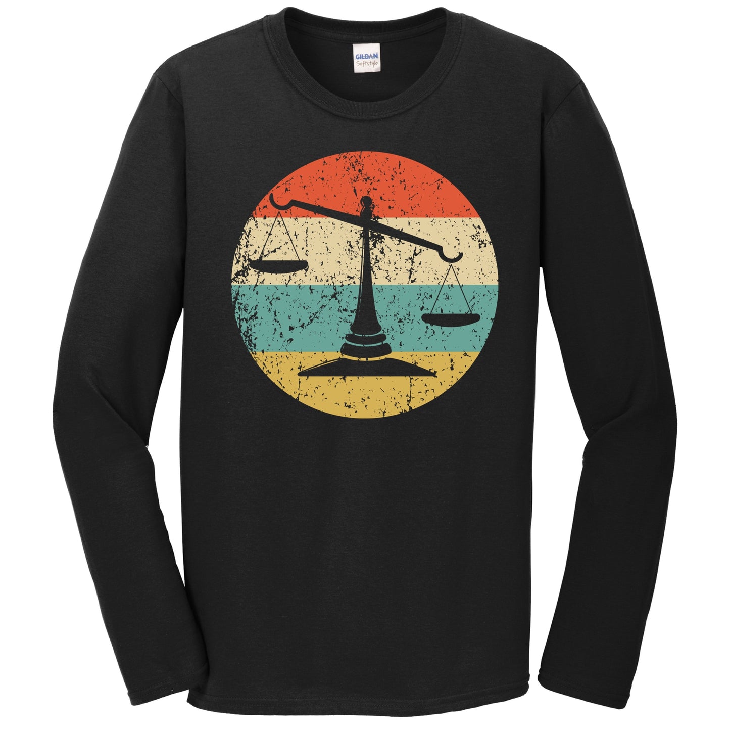 Law Scales of Justice Silhouette Retro Lawyer Judge Long Sleeve T-Shirt