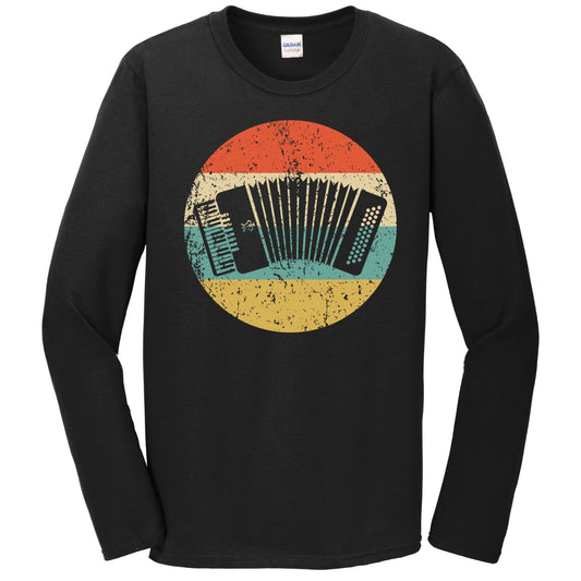 Accordion Silhouette Retro Music Musician Musical Instrument Long Sleeve T-Shirt