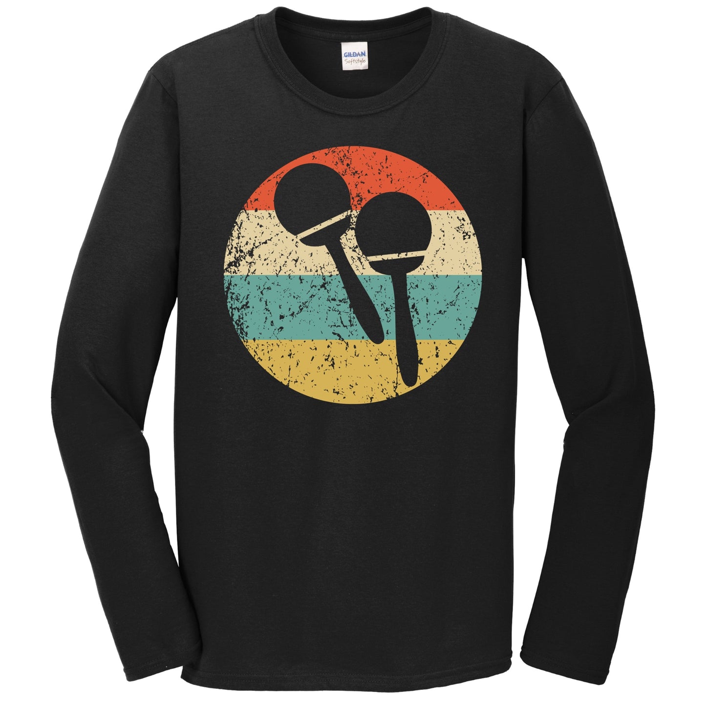 Maracas Silhouette Retro Salsa Music Musical Instrument Long Sleeve T-Shirt