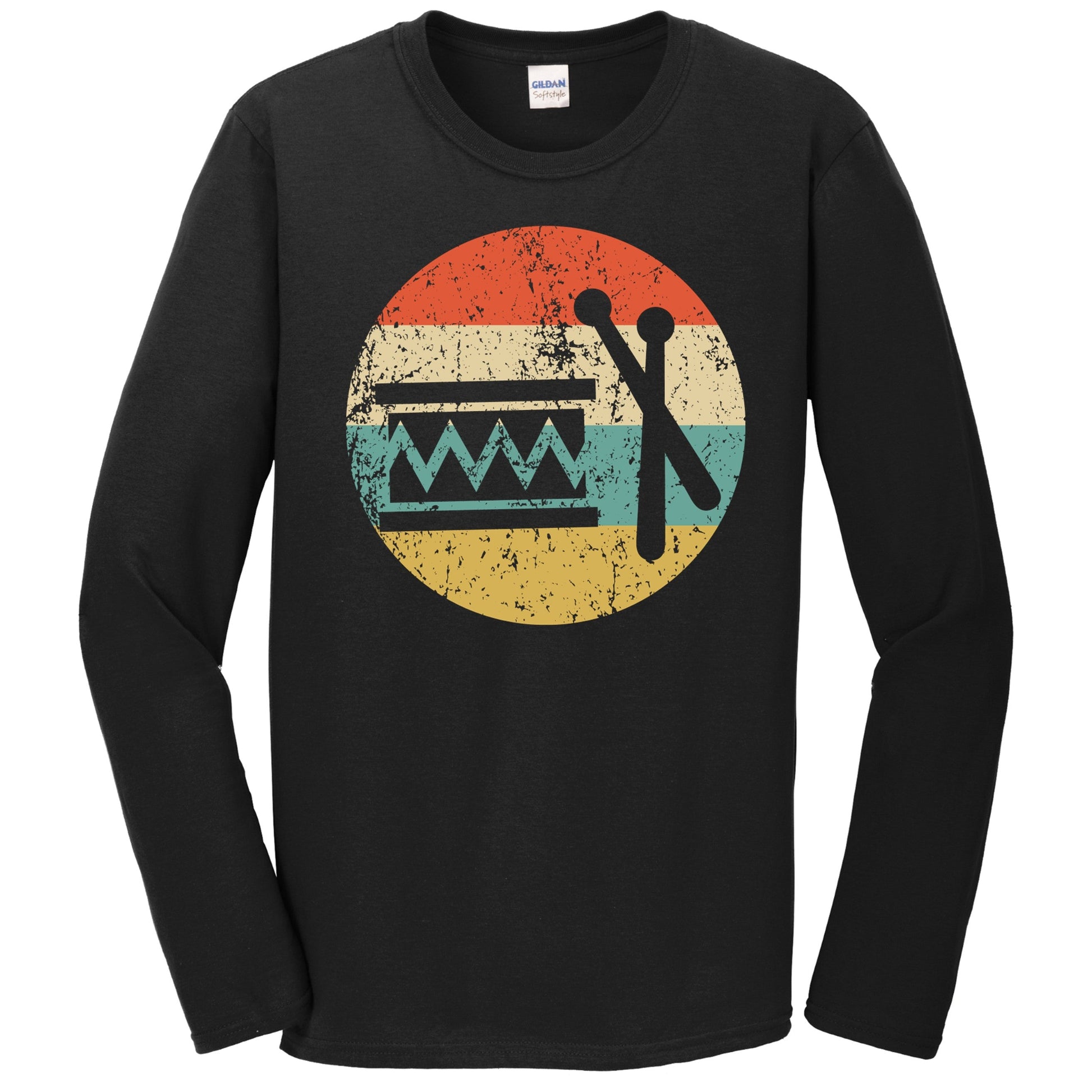 Marching Band Drum Retro Music Musician Musical Instrument Long Sleeve T-Shirt