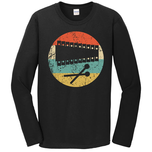 Xylophone Silhouette Retro Music Musician Musical Instrument Long Sleeve T-Shirt