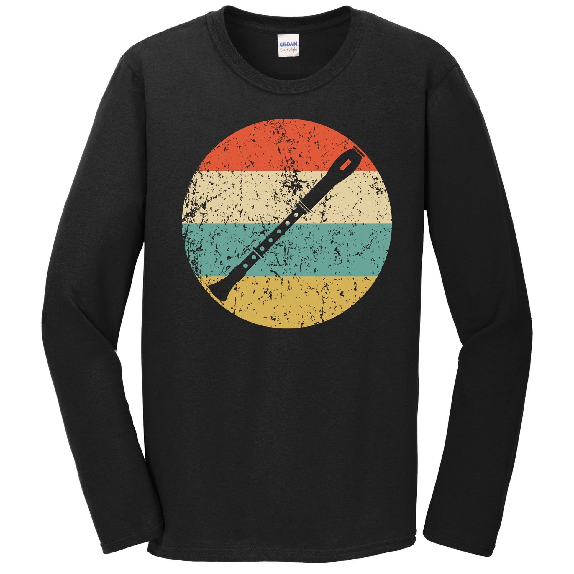 Oboe Silhouette Retro Music Musician Musical Instrument Long Sleeve T-Shirt