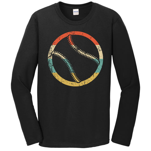 Baseball Softball Silhouette Retro Sports Long Sleeve T-Shirt