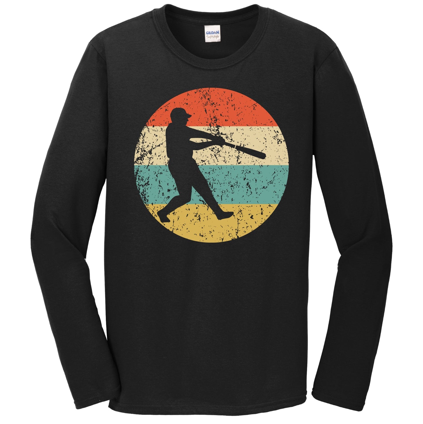 Baseball Batter Baseball Player Silhouette Retro Sports Long Sleeve T-Shirt