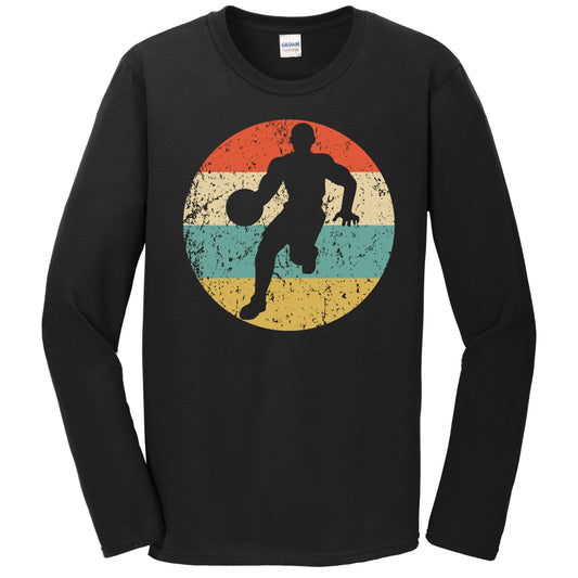 Basketball Player Silhouette Retro Sports Long Sleeve T-Shirt