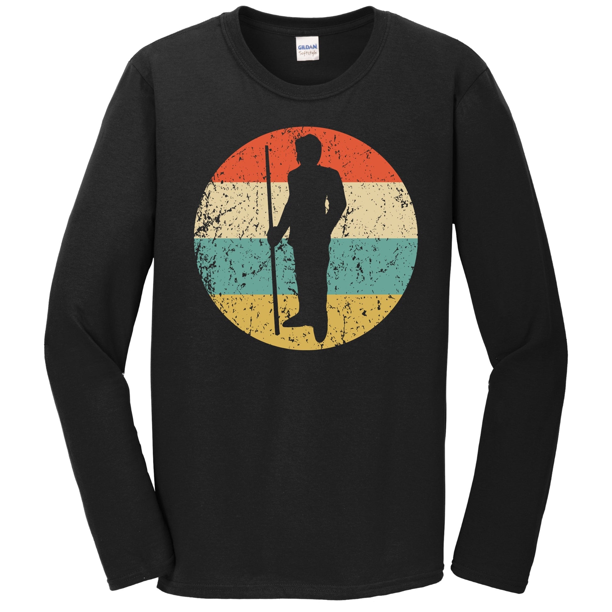 Billiards Player Pool Shark Silhouette Retro Sports Long Sleeve T-Shirt