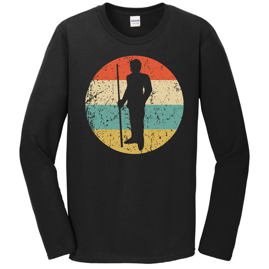 Billiards Player Pool Shark Silhouette Retro Sports Long Sleeve T-Shirt