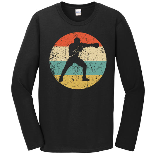 Boxer Punch Boxing Silhouette Retro Sports Long Sleeve T-Shirt