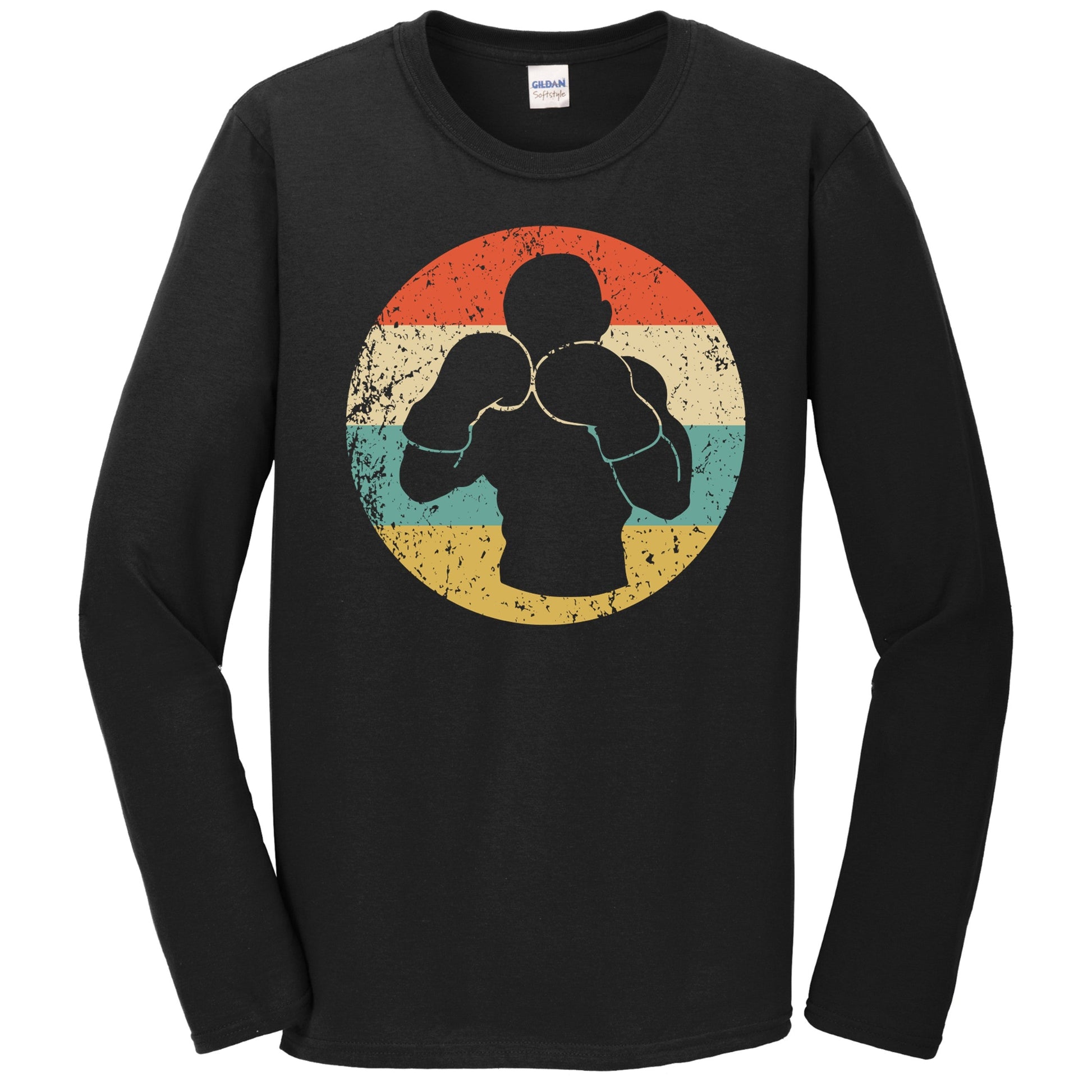Boxing Boxer Silhouette Retro Sports Long Sleeve T-Shirt