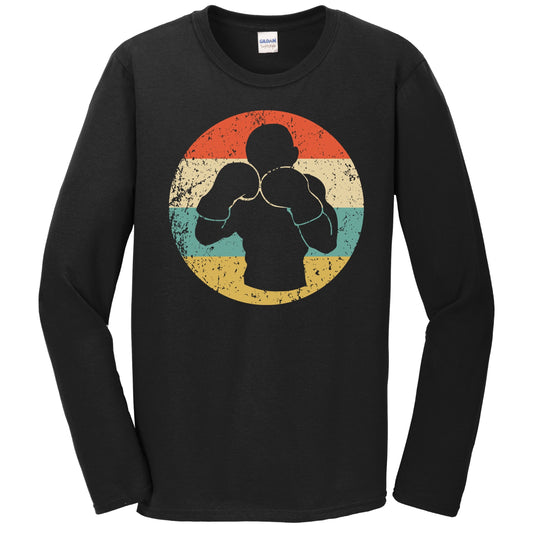 Boxing Boxer Silhouette Retro Sports Long Sleeve T-Shirt