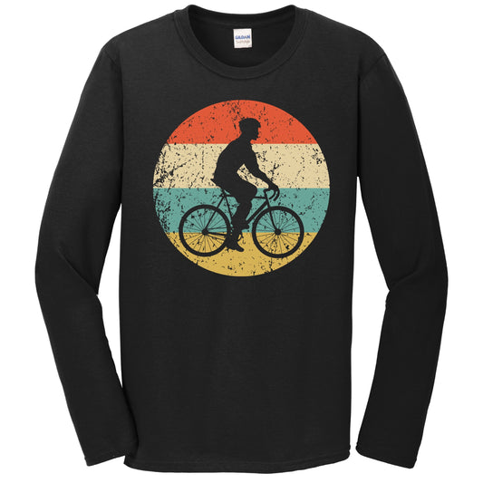 Cycling Cyclist Riding Bike Silhouette Retro Sports Long Sleeve T-Shirt