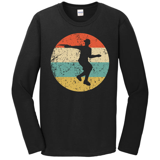 Disc Golf Player Silhouette Retro Sports Long Sleeve T-Shirt