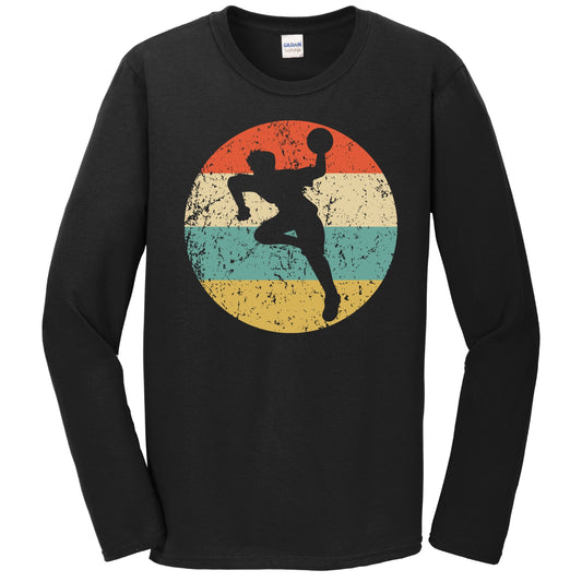 Dodgeball Handball Player Silhouette Retro Sports Long Sleeve T-Shirt