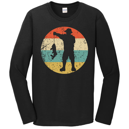 Fisherman Silhouette Retro Fishing Long Sleeve T-Shirt