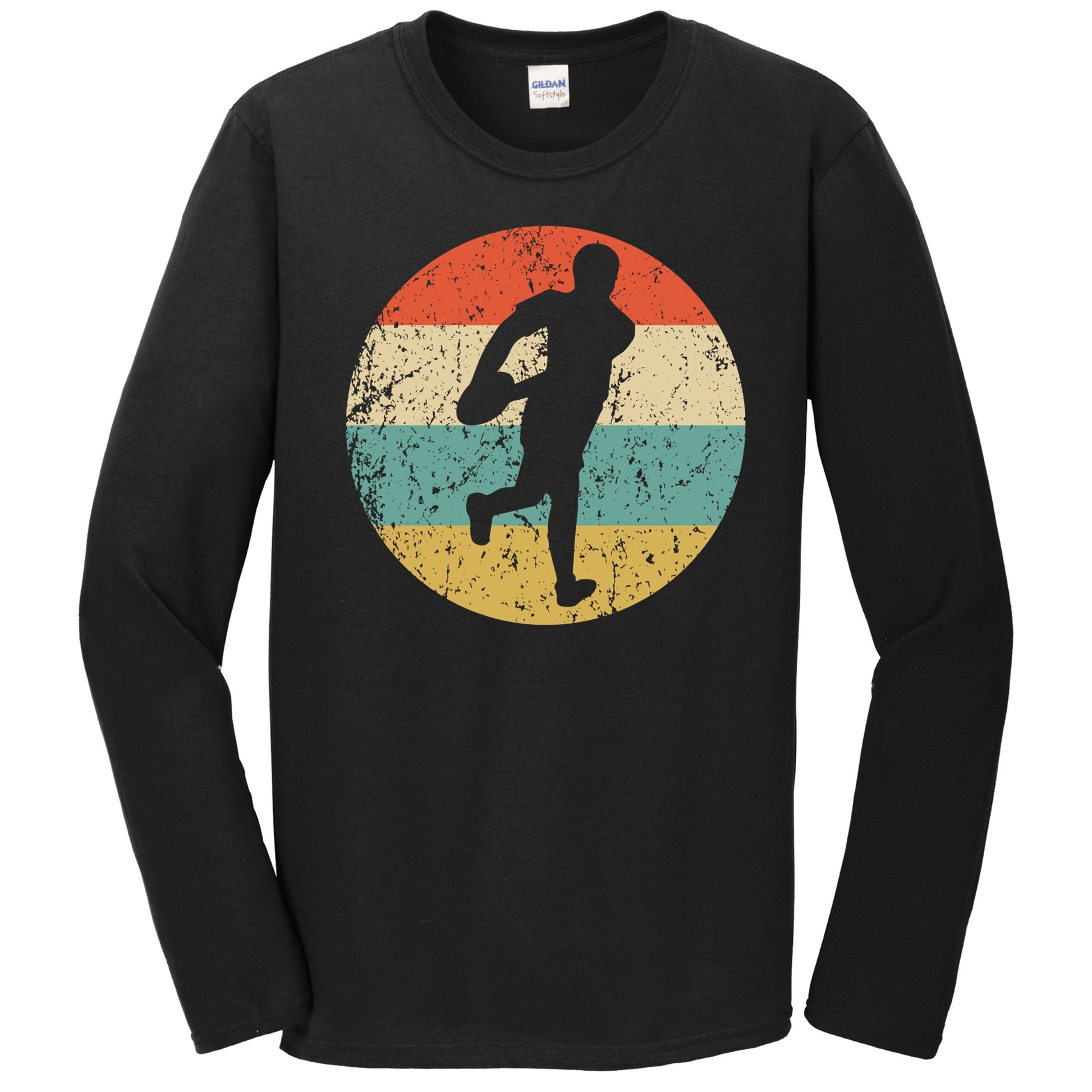 Rugby Player Silhouette Retro Sports Long Sleeve T-Shirt