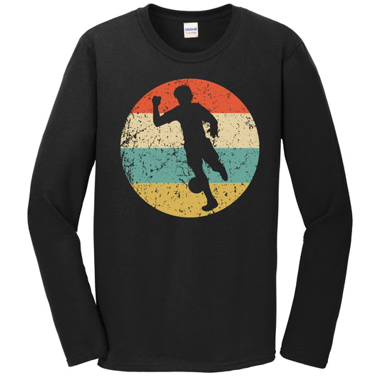 Soccer Player Silhouette Retro Sports Long Sleeve T-Shirt