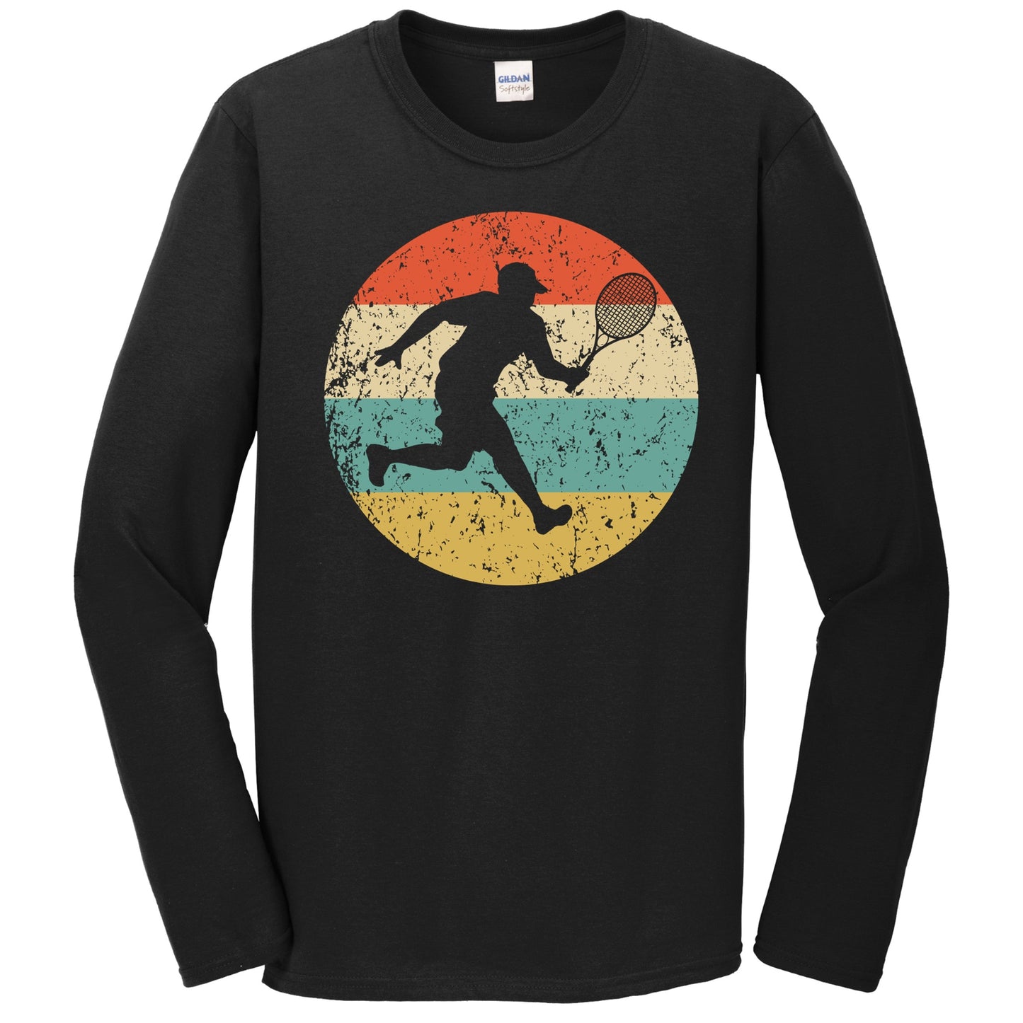 Tennis Player Silhouette Retro Sports Long Sleeve T-Shirt