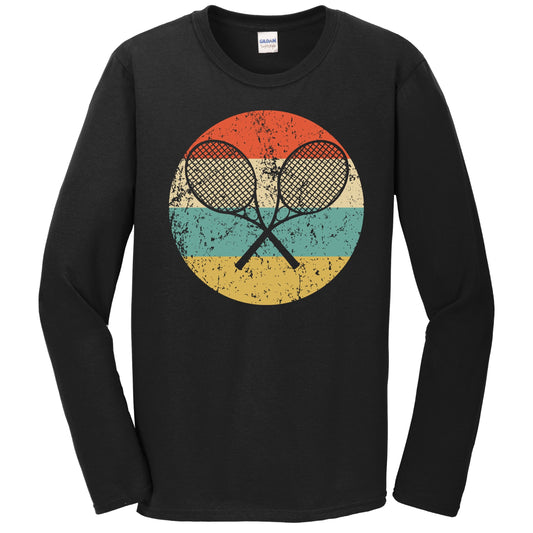 Tennis Rackets Silhouette Retro Sports Long Sleeve T-Shirt