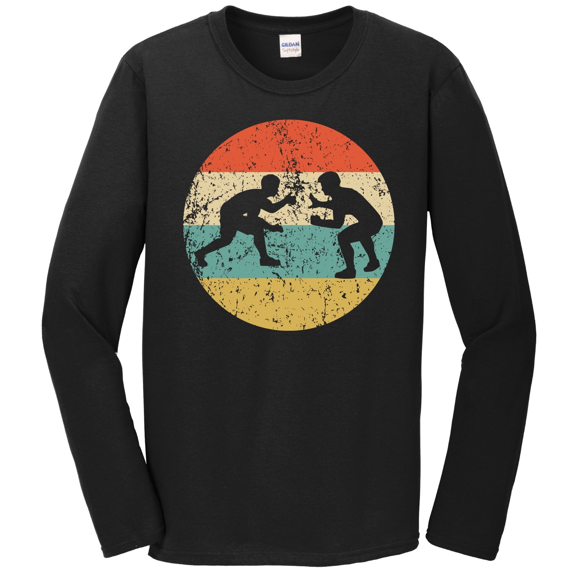 Wrestling Wrestlers Silhouette Retro Sports Long Sleeve T-Shirt