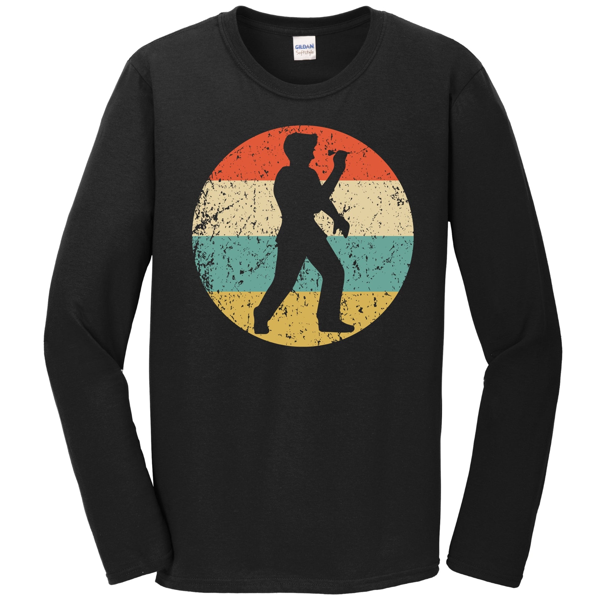 Darts Player Silhouette Retro Darts Long Sleeve T-Shirt