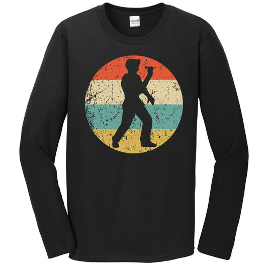 Darts Player Silhouette Retro Darts Long Sleeve T-Shirt
