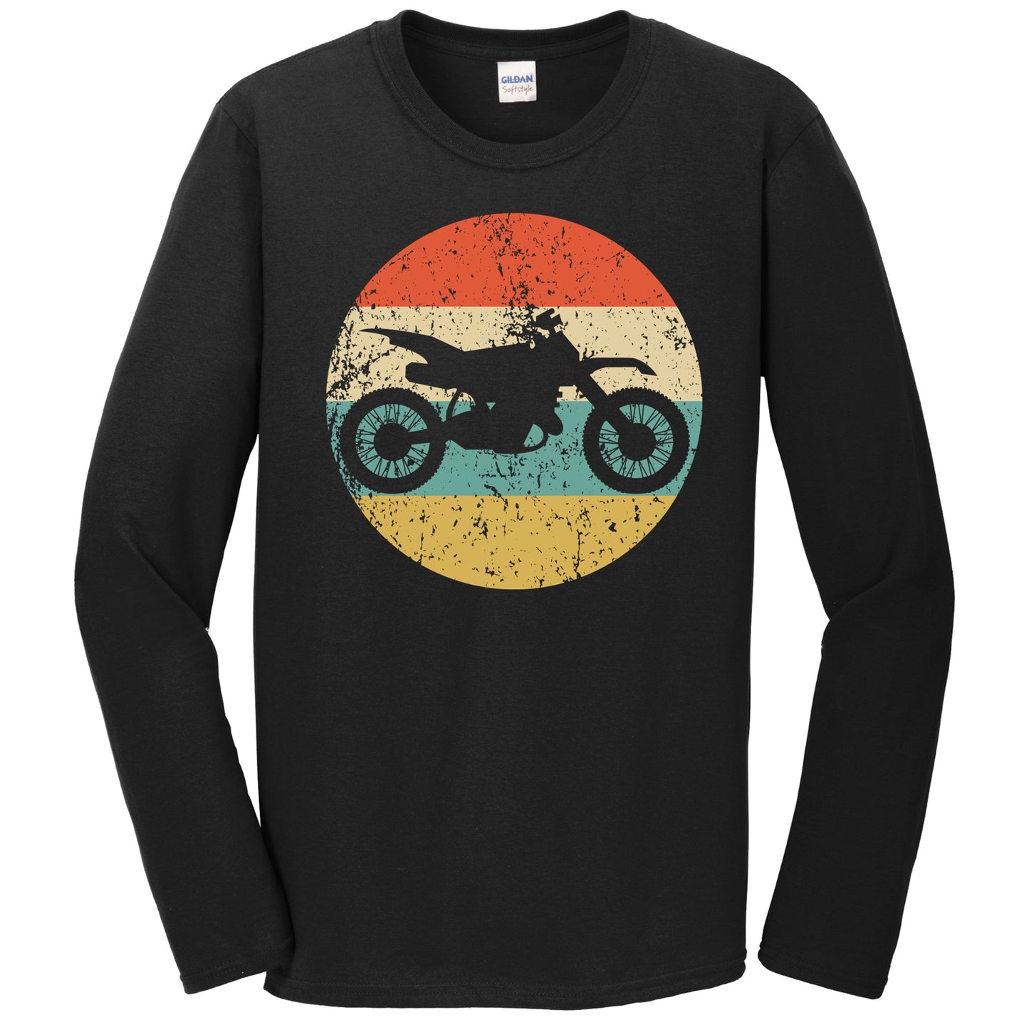 Dirt Bike Motocross Silhouette Retro Extreme Sports Long Sleeve T-Shirt