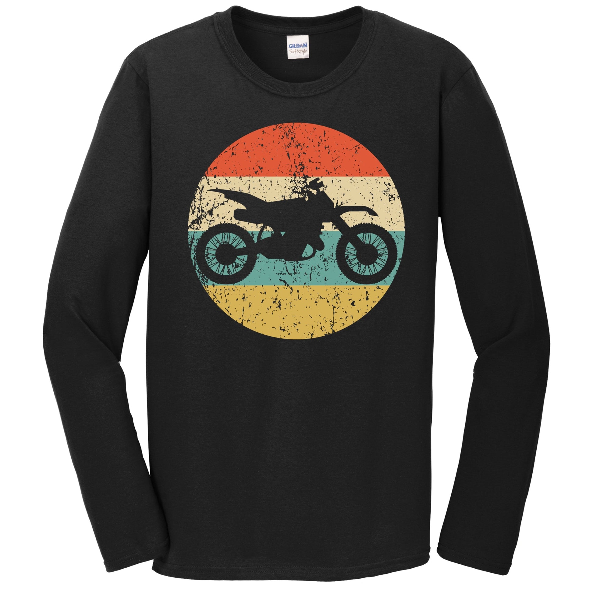 Dirt Bike Motocross Silhouette Retro Extreme Sports Long Sleeve T-Shirt