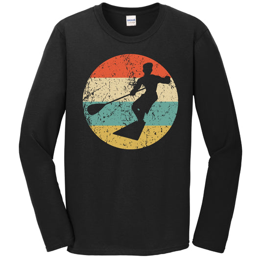 Paddleboarding Paddleboarder Silhouette Retro Water Sports Long Sleeve T-Shirt
