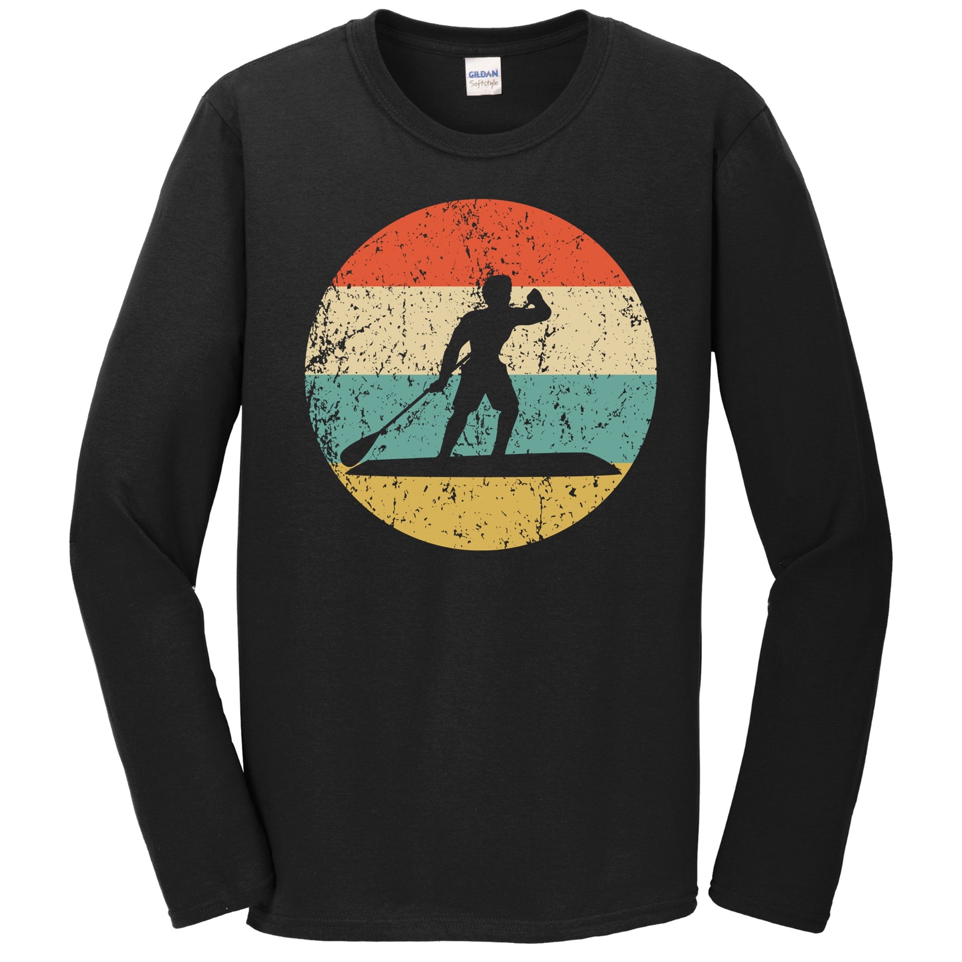Paddleboarder Paddleboarding Silhouette Retro Paddleboard Long Sleeve T-Shirt