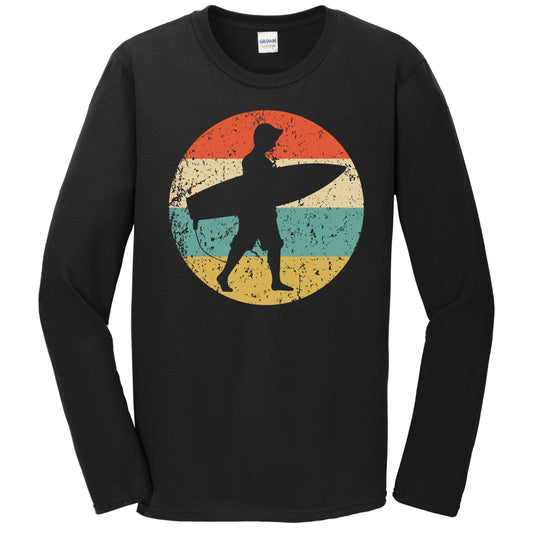 Surfer Silhouette Retro Surfing Long Sleeve T-Shirt