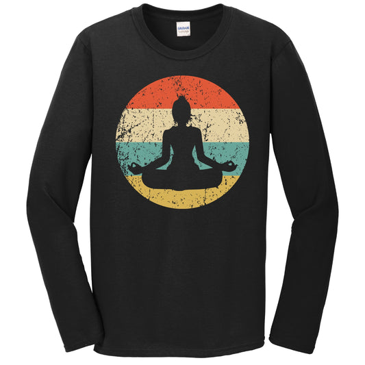 Yoga Pose Silhouette Retro Yoga Long Sleeve T-Shirt