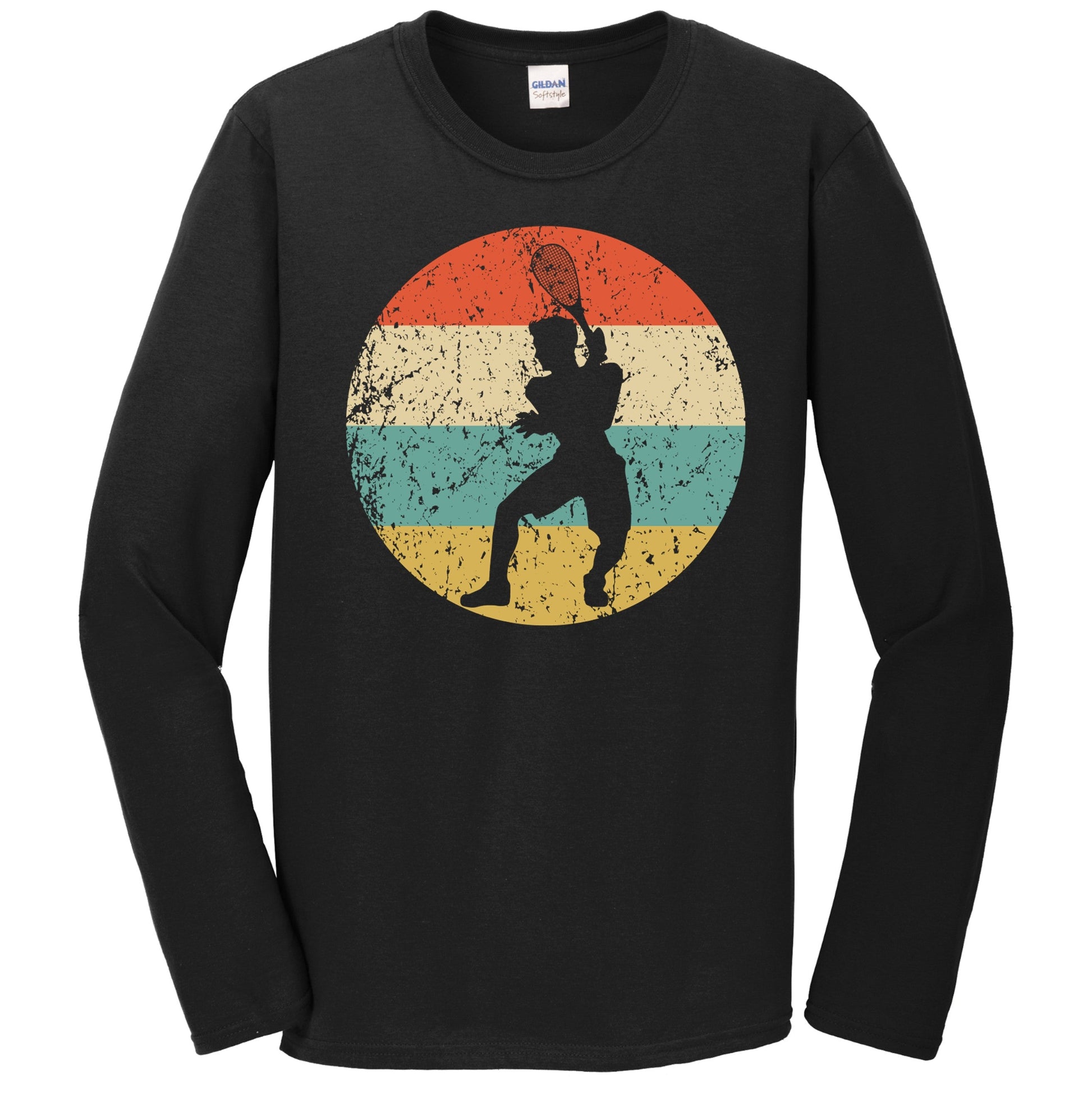 Racquetball Player Silhouette Retro Sports Long Sleeve T-Shirt