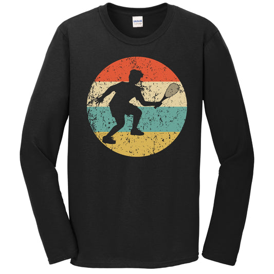 Racquetball Player Silhouette Retro Sports Long Sleeve T-Shirt