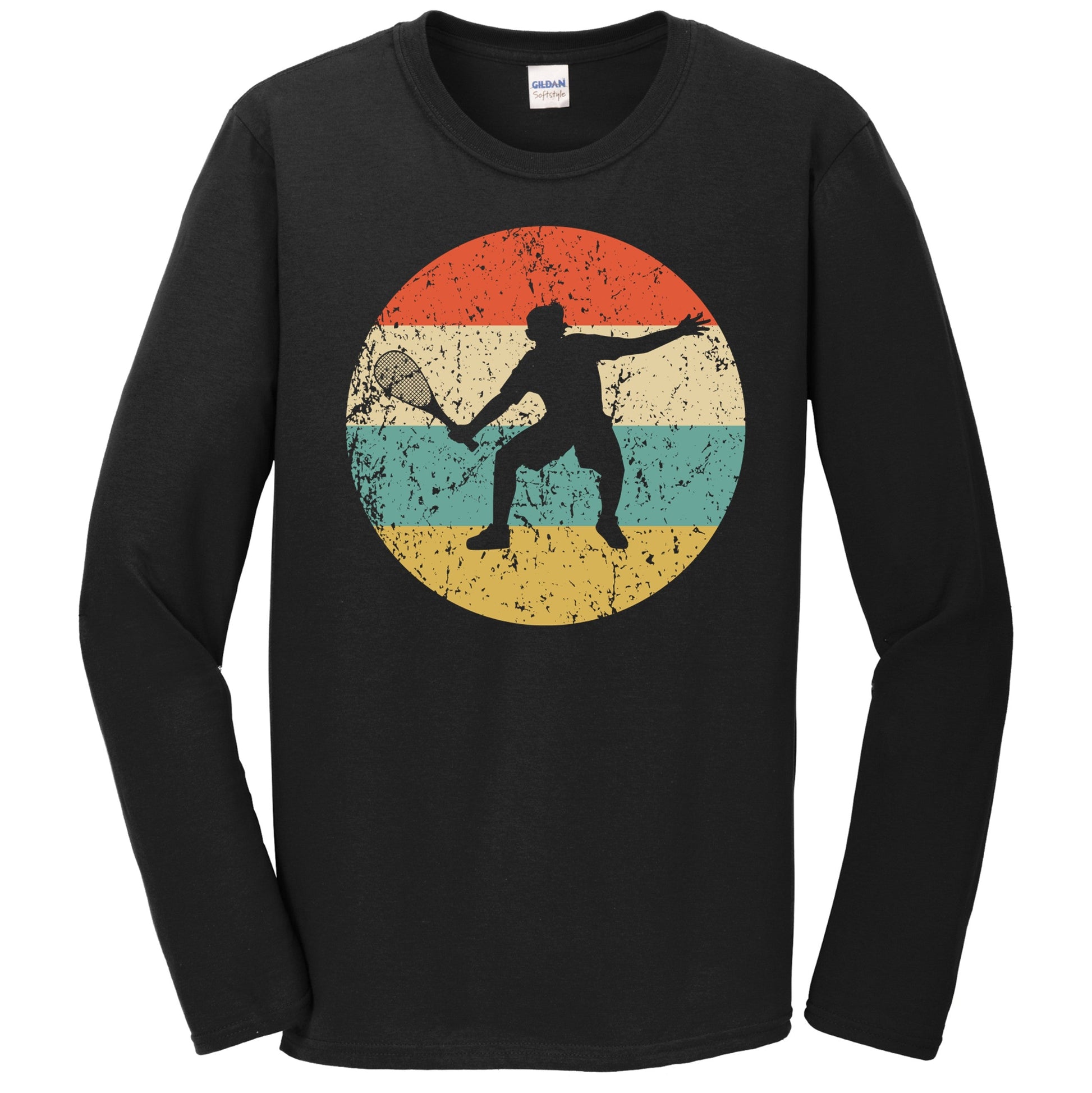 Racquetball Player Silhouette Retro Sports Long Sleeve T-Shirt