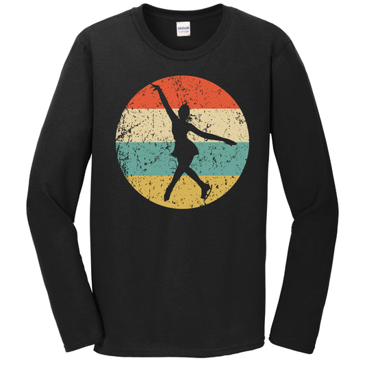 Figure Skater Silhouette Retro Figure Skating Long Sleeve T-Shirt