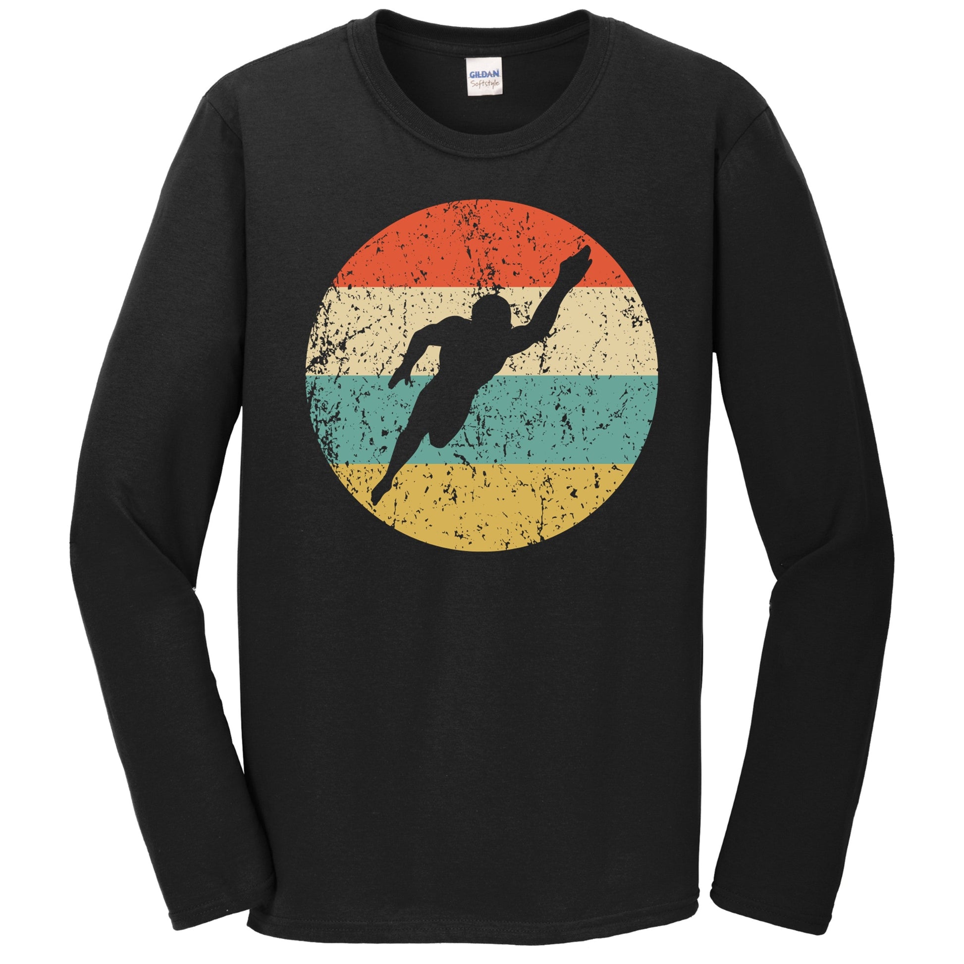 Swimmer Silhouette Retro Swimming Long Sleeve T-Shirt