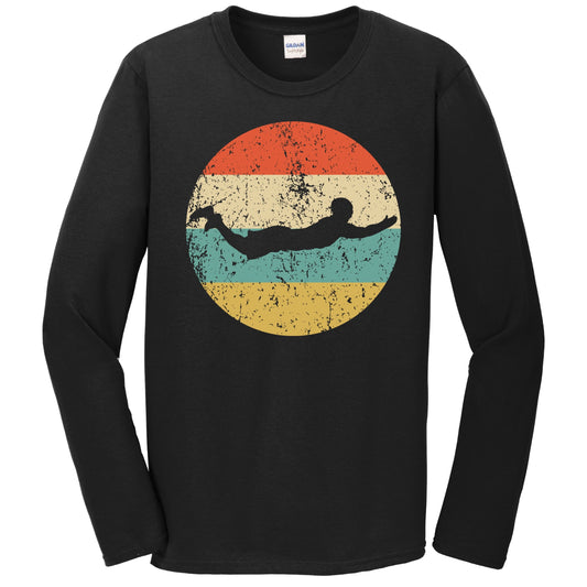 Swimmer Silhouette Retro Swimming Long Sleeve T-Shirt